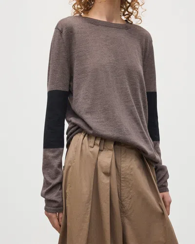 Johnstons Of Elgin Euna Brown & Black Superfine Cashmere T-shirt In Gray