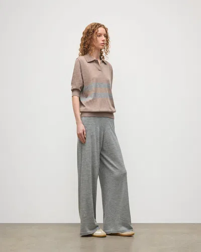 Johnstons Of Elgin Coira Stripe Superfine Cashmere Polo In Brown