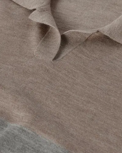 Johnstons Of Elgin Coira Stripe Superfine Cashmere Polo In Brown