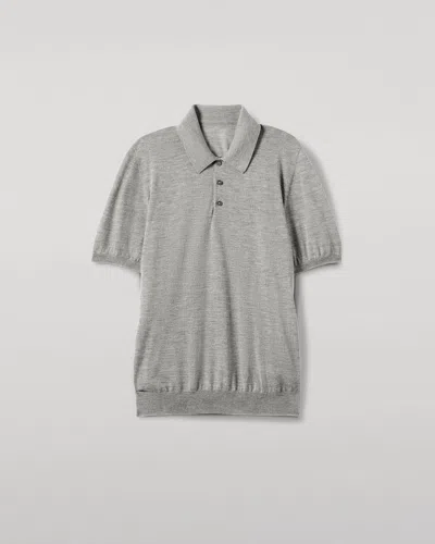 Johnstons Of Elgin Fin Grey Superfine Cashmere Polo Shirt In Gray