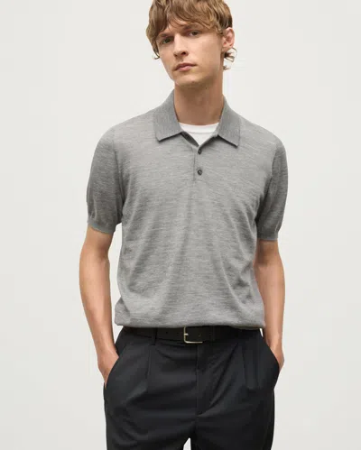Johnstons Of Elgin Fin Grey Superfine Cashmere Polo Shirt In Gray