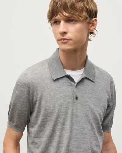 Johnstons Of Elgin Fin Grey Superfine Cashmere Polo Shirt In Gray