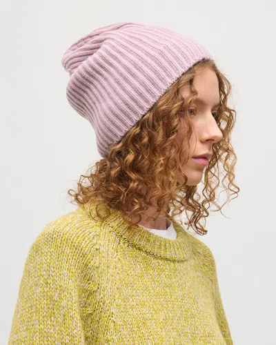 Johnstons Of Elgin Lovat Ribbed Cashmere Beanie In Pink