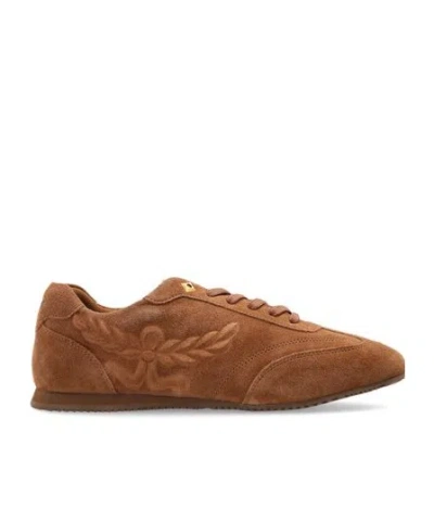 Mcm Federlite Lo Sneakers In Laurel Suede Leather In Brown
