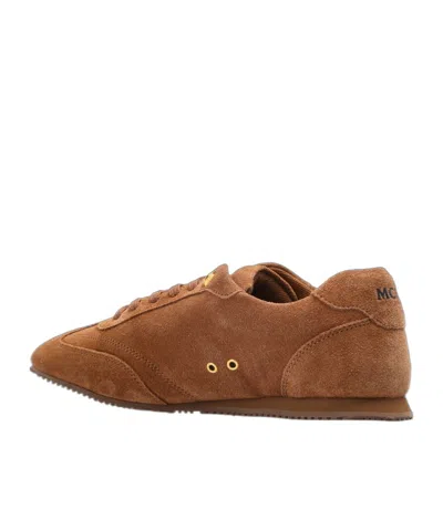 Mcm Federlite Lo Sneakers In Laurel Suede Leather In Brown