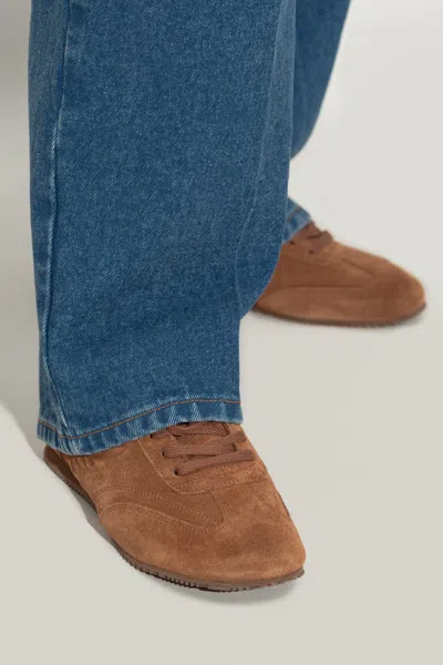 Mcm Federlite Lo Sneakers In Laurel Suede Leather In Brown