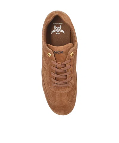 Mcm Federlite Lo Sneakers In Laurel Suede Leather In Brown
