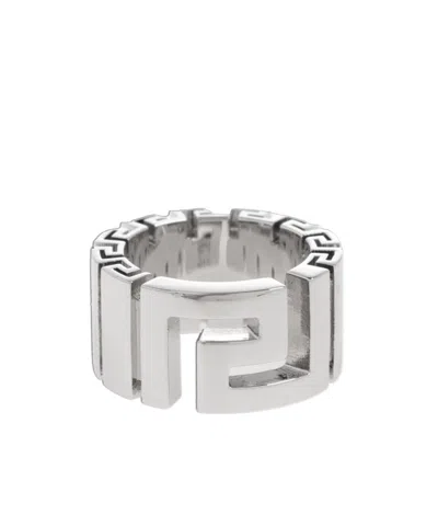 Versace Greek Pattern Ring In Metallic