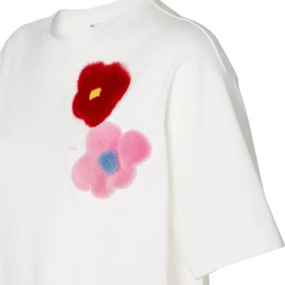 Fendi White Crew Neck Patchwork T-shirt In White