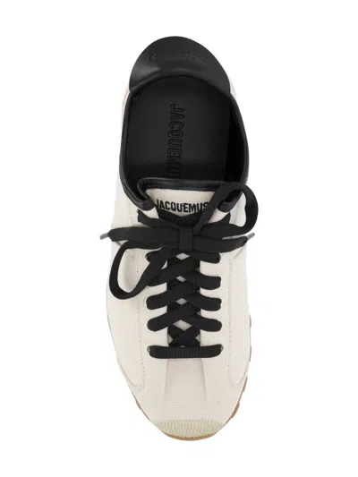 Jacquemus Les Tennis Leather-trimmed Canvas Sneakers In Neutral