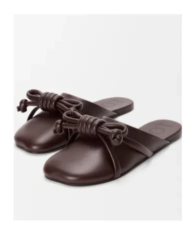 Loewe Bowknot Leather Mules In Animal Print