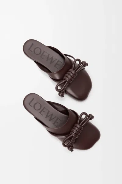 Loewe Bowknot Leather Mules In Animal Print