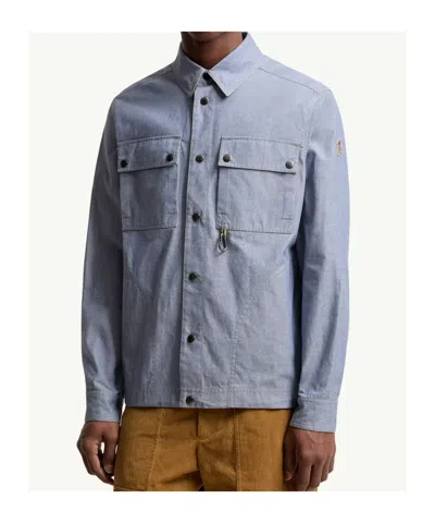 Moncler Light Blue Regular Solid Shirt In Blue