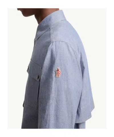Moncler Light Blue Regular Solid Shirt In Blue