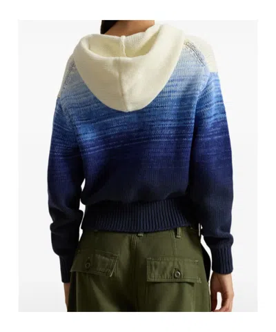 Polo Ralph Lauren Ombre Cotton Hoodie Knitwear Blue In Multi