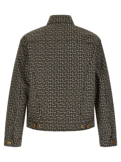 Balmain Jacquard Monogram Jacket Puffer Jackets Black In Black