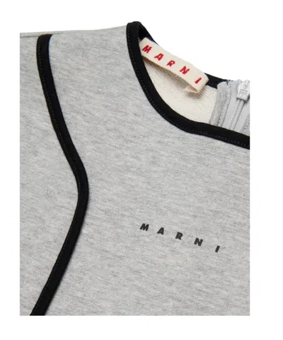 Marni Kids Logo Detailed Short-sleeved Dress In Gray