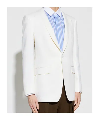 Tom Ford Wool Silk Sharp Faille Slim Shawl Lapel Jacket In White
