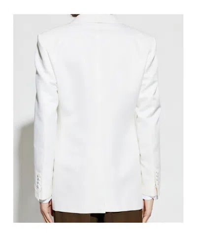 Tom Ford Wool Silk Sharp Faille Slim Shawl Lapel Jacket In White