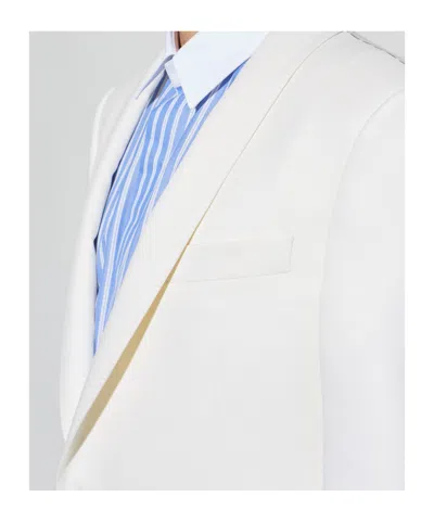 Tom Ford Wool Silk Sharp Faille Slim Shawl Lapel Jacket In White
