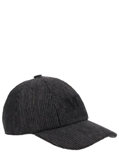 Max Mara Cotton Blend Baseball Cap With Logo In Brown