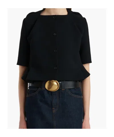 Khaite Franc Folded-neckline Button-fastening Jacket In Blue