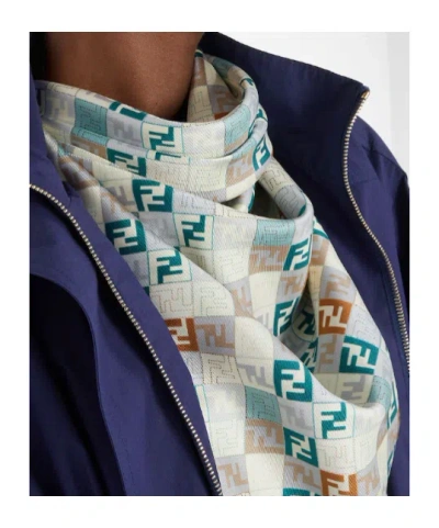 Fendi Ff-pattern Scarf In Gray