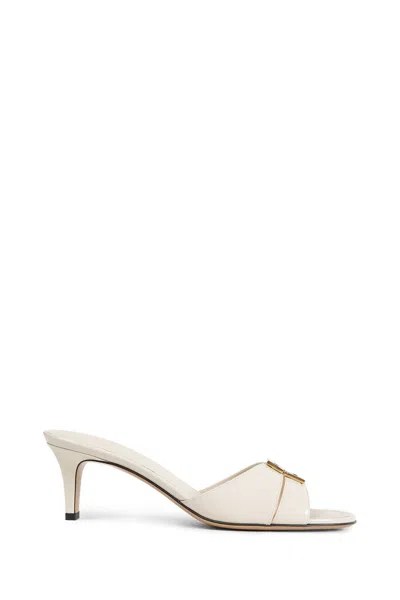 Fendi Fold Leather Kitten-heel Sandals In White