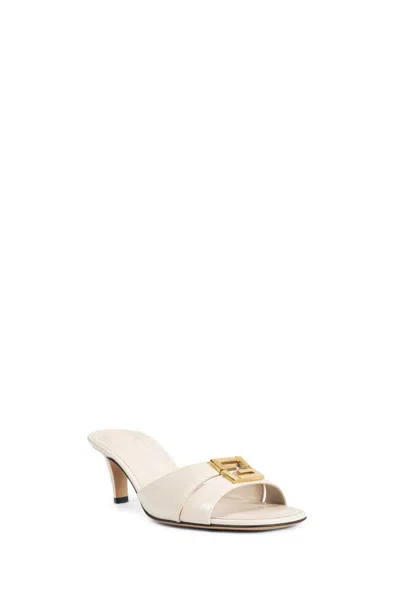 Fendi Fold Leather Kitten-heel Sandals In White