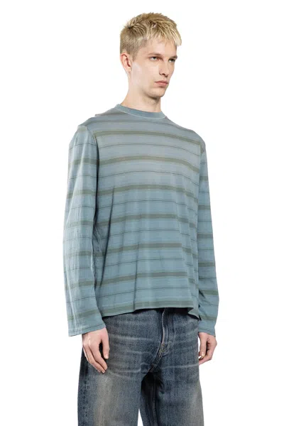 Our Legacy Mens Spray Fade Ghost Stripe Striped Boxy-fit Long-sleeve Cotton-shirt In Blue