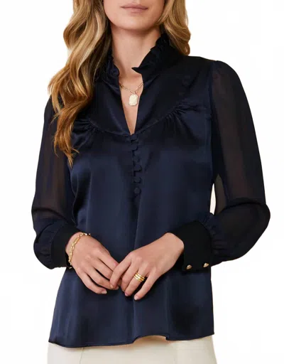 Spartina 449 Ayla Silk Blouse In Slate Blue