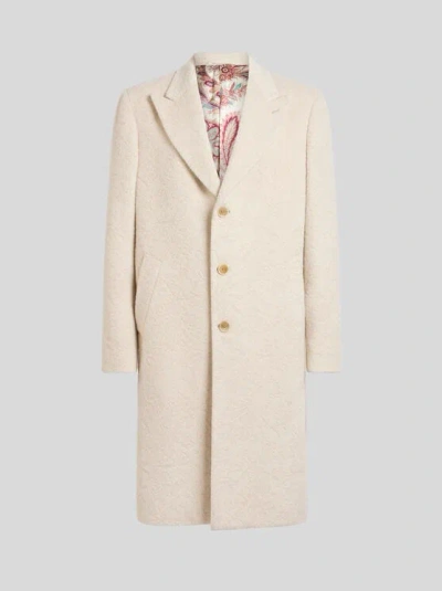 Etro Wool-blend Single-breasted Coat In Neutral