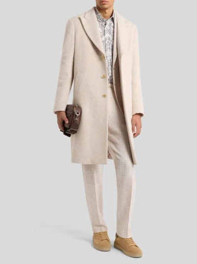 Etro Wool-blend Single-breasted Coat In Neutral