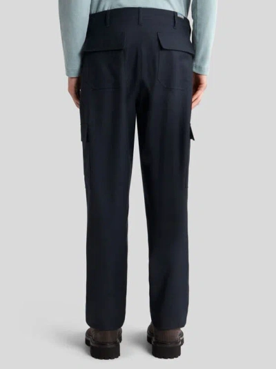 Etro Black Straight Cargos Pants In Blue