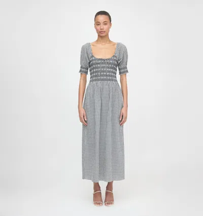 Hill House Home The Madeline Smocked Puff Sleeve Maxi Dress In Gray