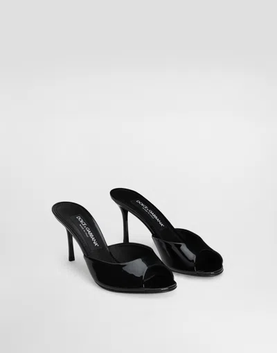 Dolce & Gabbana 75mm Vernice Patent Leather Mule Sandals In Black