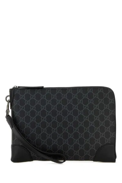 Gucci Gg Emblem Document Holder In Gg Supreme Fabric In Black