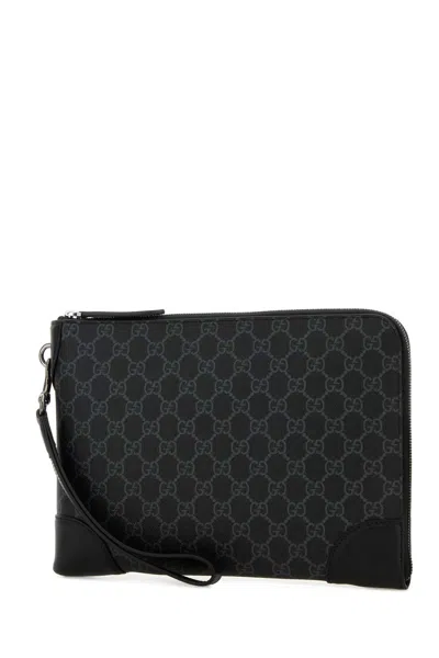 Gucci Gg Emblem Document Holder In Gg Supreme Fabric In Black