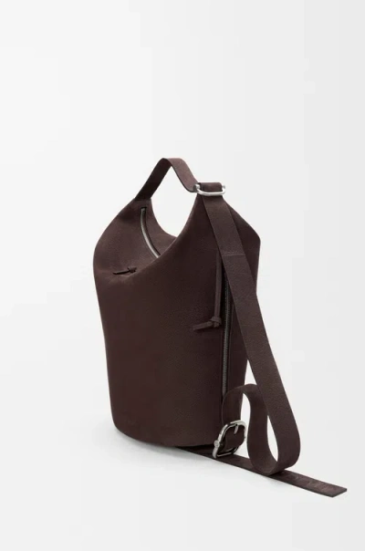 Loewe Loop Medium Logo-debossed Nubuck Bucket Bag In Brown