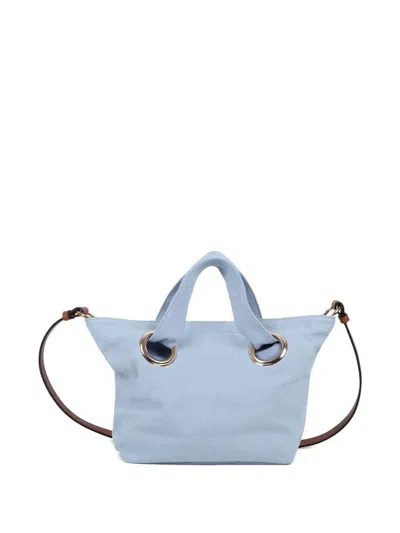 Chloé Kids Logo Embroidered Tote Bag In Blue