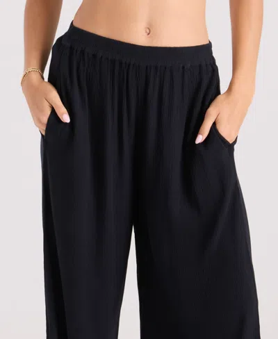Volcom Stoneshine Junki Wide Leg Cover-up Pants In Black
