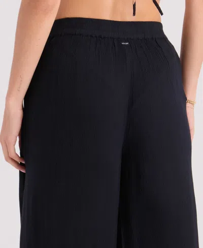 Volcom Stoneshine Junki Wide Leg Cover-up Pants In Black