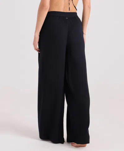 Volcom Stoneshine Junki Wide Leg Cover-up Pants In Black