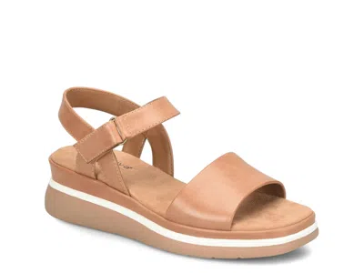 Comfortiva Ash Ankle Strap Platform Wedge Sandal In Brown