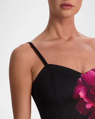 Alice And Olivia Nina Sweetheart Spaghetti Strap Mini Dress Empress Bloom Black In Multi