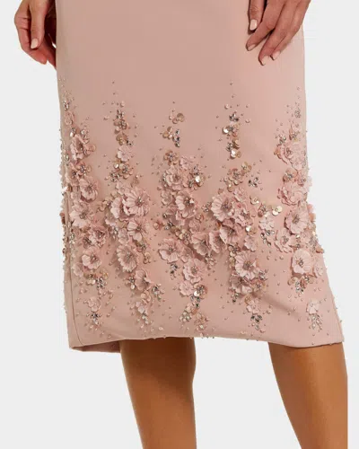 Mac Duggal Crepe Sleeveless Midi Dress With Flower Beading In Vintage Lilac