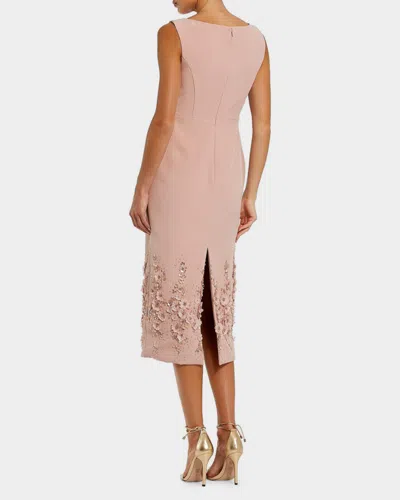 Mac Duggal Crepe Sleeveless Midi Dress With Flower Beading In Vintage Lilac