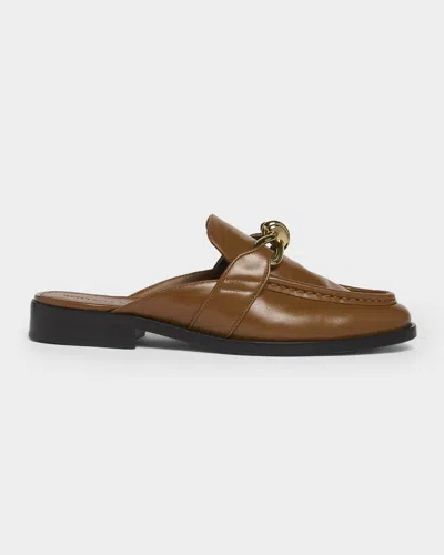 Bottega Veneta Women Astaire Leather Sabot Loafers In Brown
