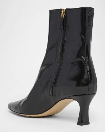 Bottega Veneta Sofia Glossed-leather Ankle Boots In Black