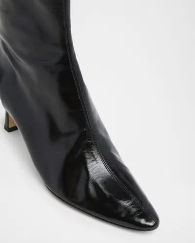 Bottega Veneta Sofia Glossed-leather Ankle Boots In Black